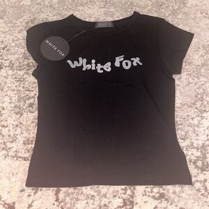 small Black and silver White fox fitted tee. Never worn brand new with tags.